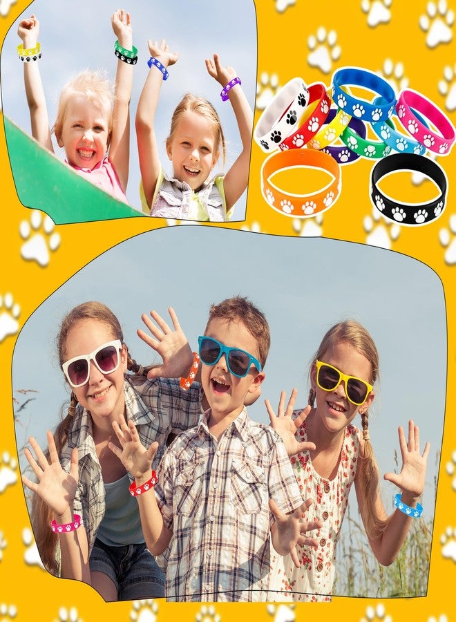 Flahard 240 Pcs Paw Print Rubber Bracelet Paw Patterns Silicone Stretch Wristbands Dog Bracelet for Dog Party Favors Wedding Bridal Party Decorations Supplies,10 Colors - Image 4